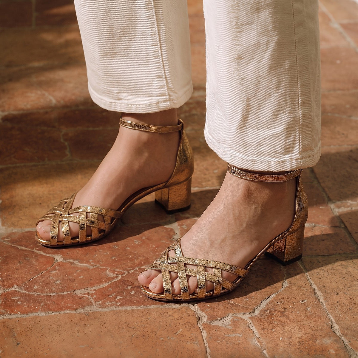 Women's Peep Toe Block Heel Sandals