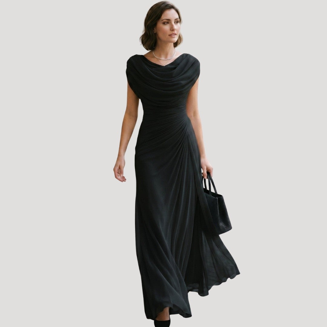 Women's Draped Cowl Neck Maxi Dress