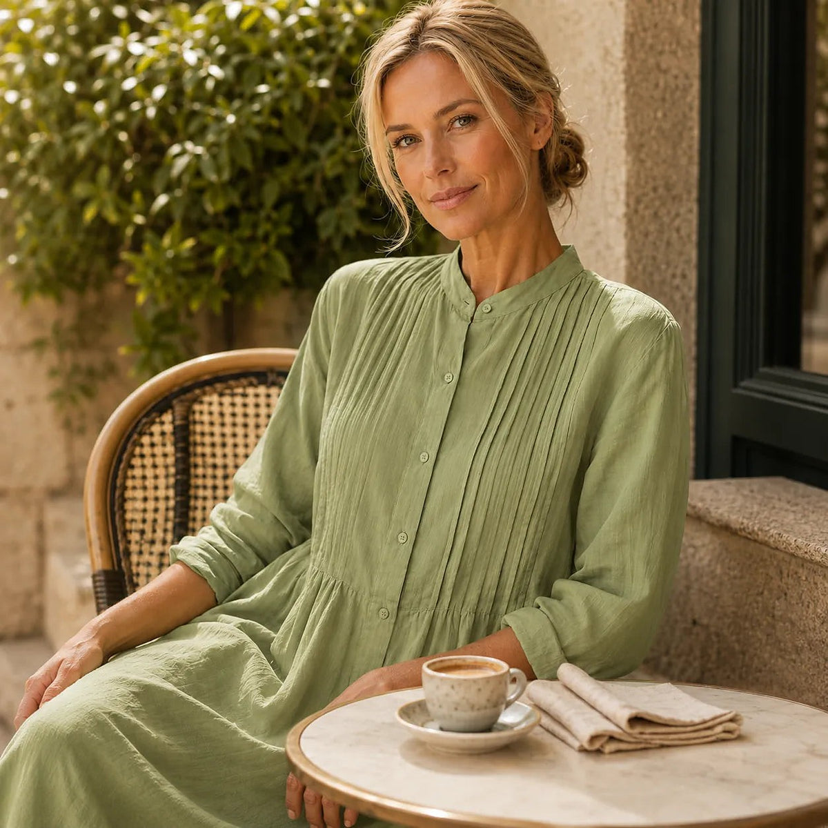Women's Button Front Midi Shirt Dress