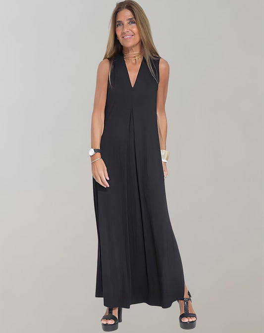 Women's Flowy Side Slit Sleeveless Maxi Dress