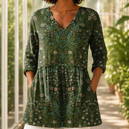 Women's Printed Three Quarter Sleeve Tunic Top