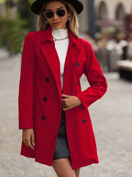 Women's Double Breasted Trench Coat Tie Belt