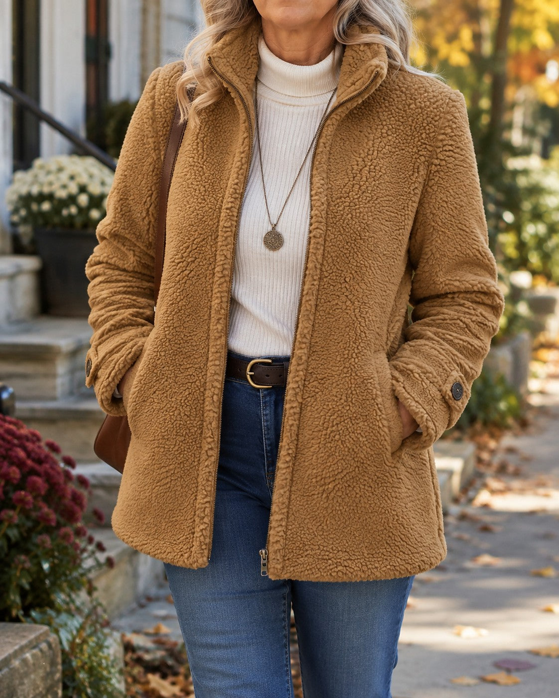Women's Fuzzy Sherpa Zip Up Jacket