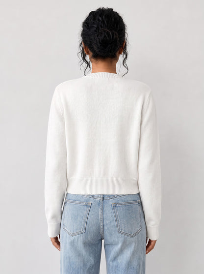 Women's Cropped Button Up Cardigan Sweater