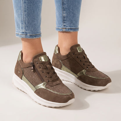 Women's Faux Suede Zip Platform Sneakers