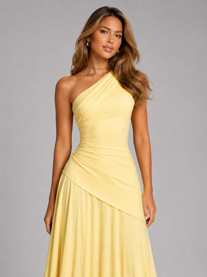 Women's One Shoulder Corset Chiffon Gown