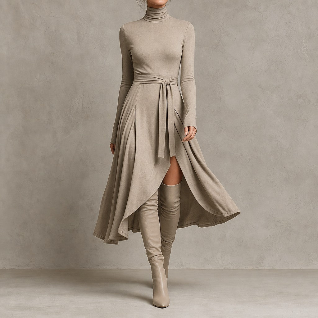 Women's Turtleneck Wrap Sweater Dress