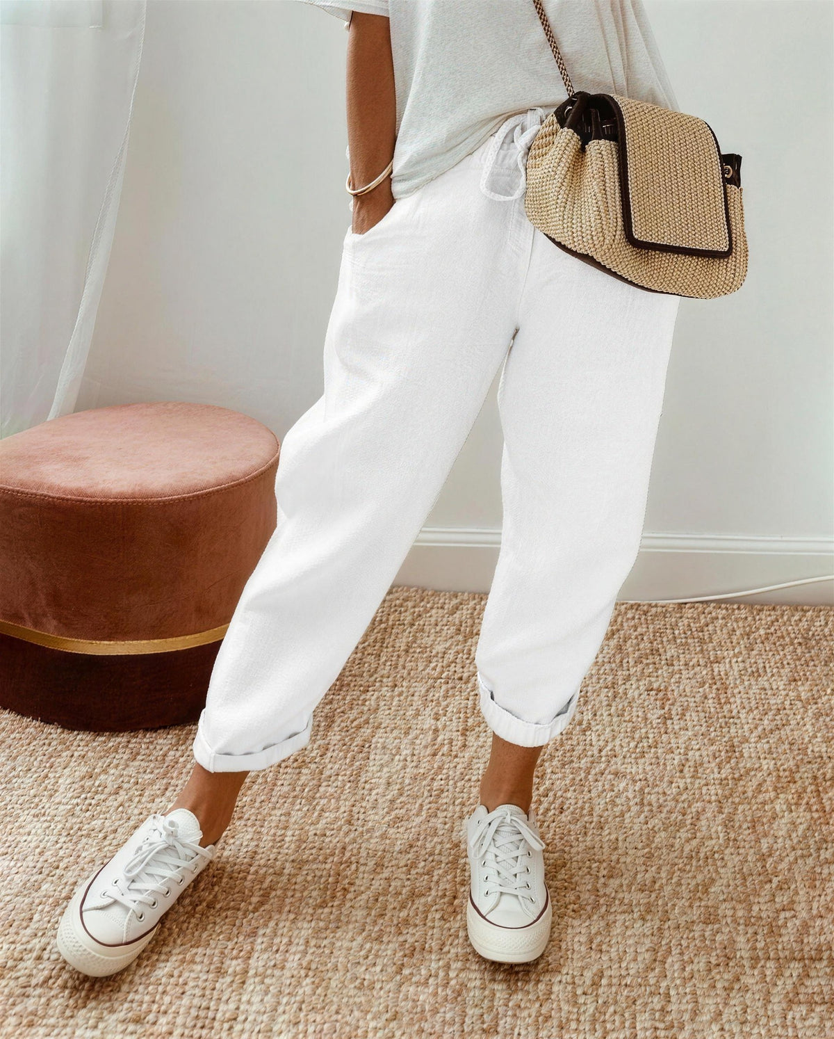Women's Drawstring Waist Tapered Pants