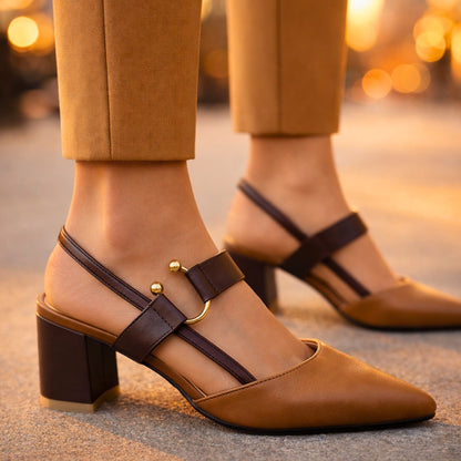 Women's Pointed Slingback Heels with Ring Strap