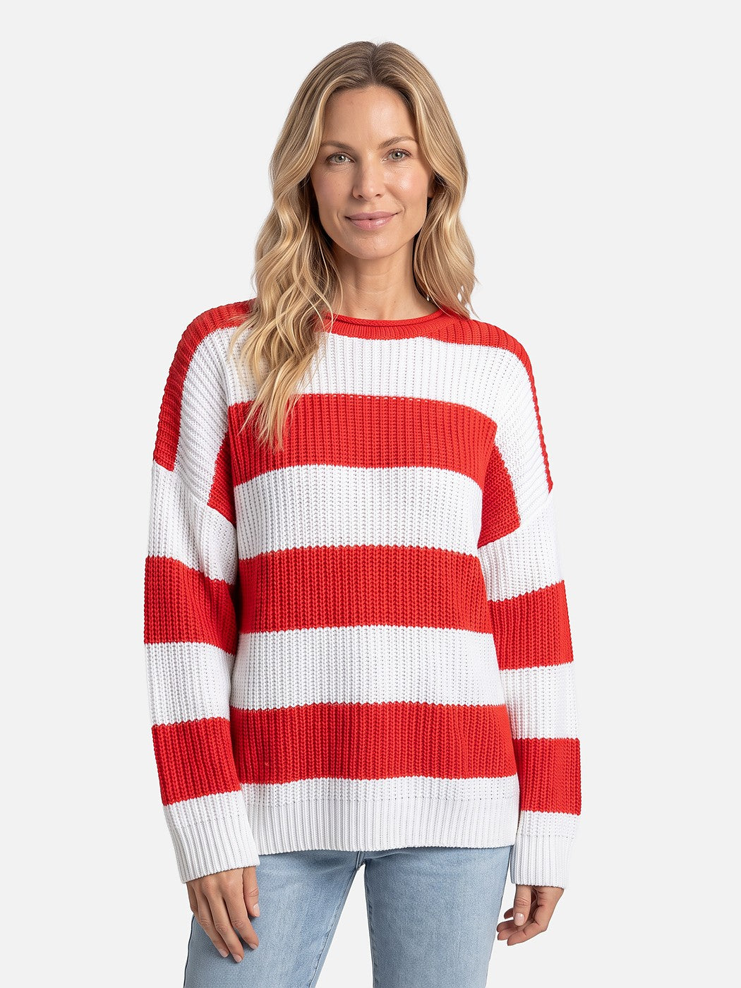 Women's Striped Ribbed Knit Sweater