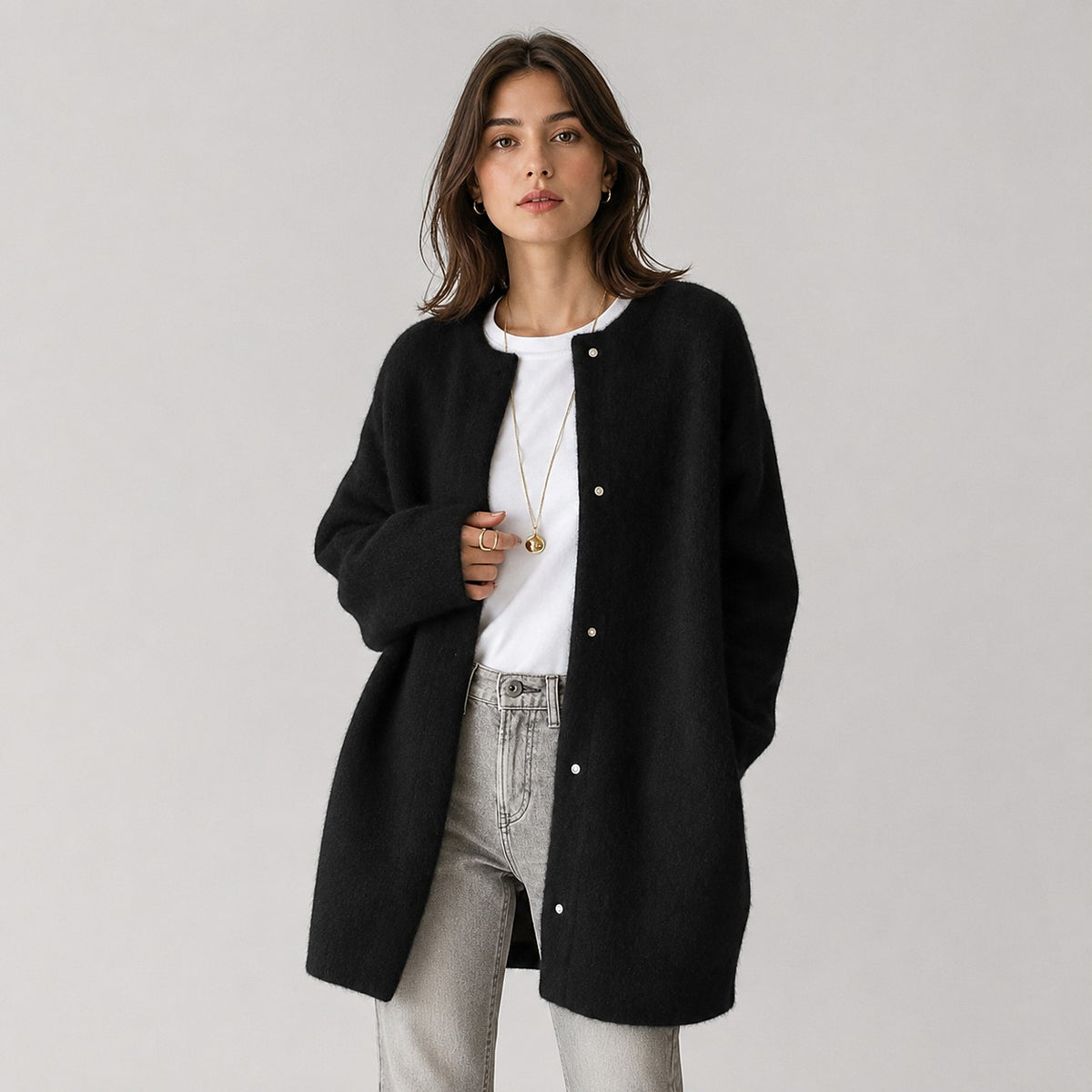 Women's Brushed Knit Longline Cardigan