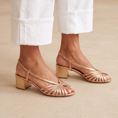 Women's Peep Toe Block Heel Slingback Heels