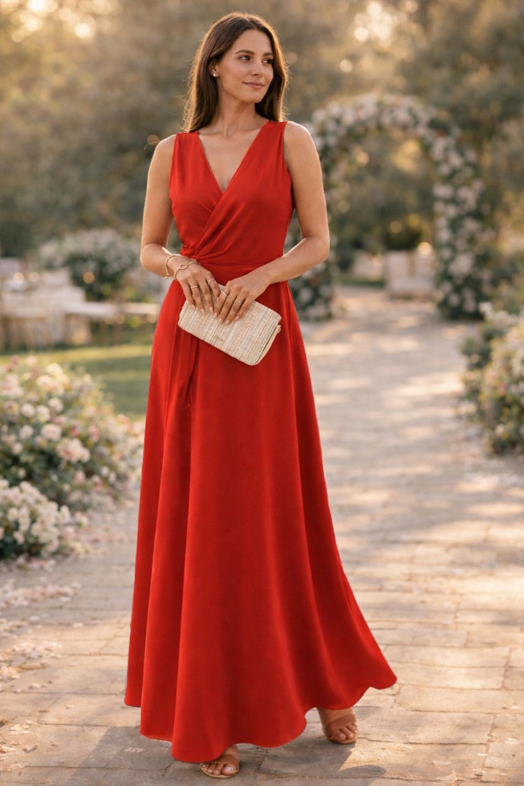 Women's Wrap Front Semi Formal Maxi Dress