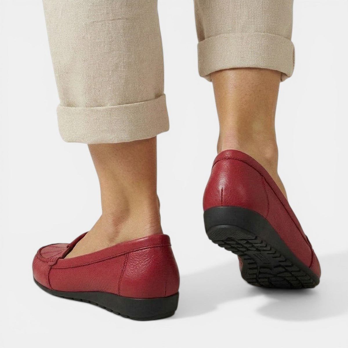 Women's Rubber Sole Loafers Moccasin Toe