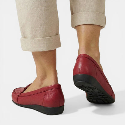 Women's Rubber Sole Loafers Moccasin Toe