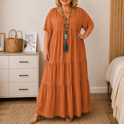 Women's V Neck Tiered Maxi Dress