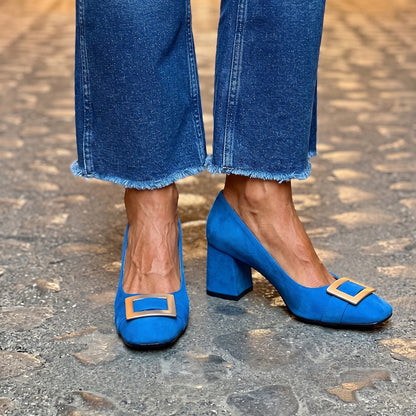 Women's Slip On Block Heel Pumps Buckle