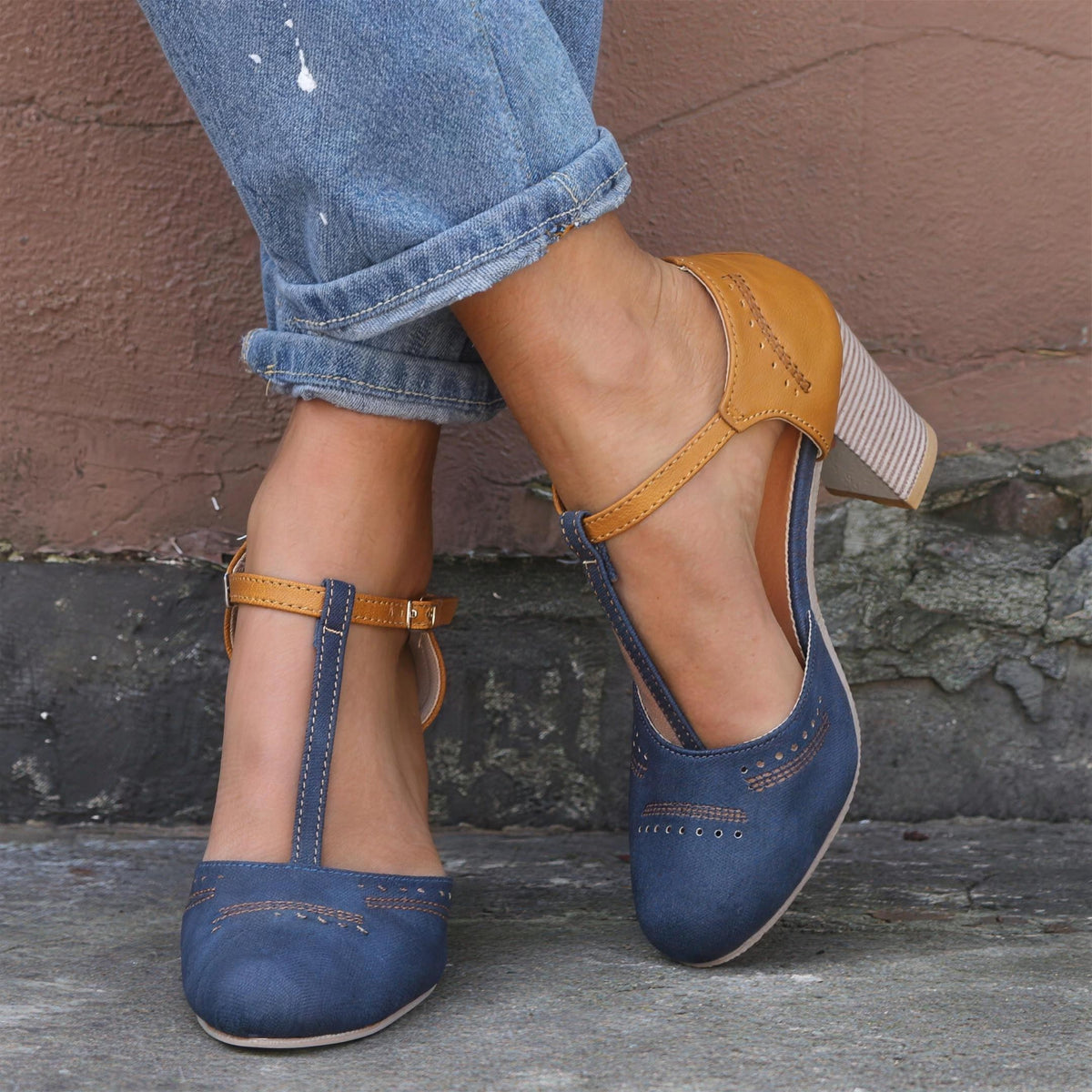 Women's T Strap Mary Jane Heels