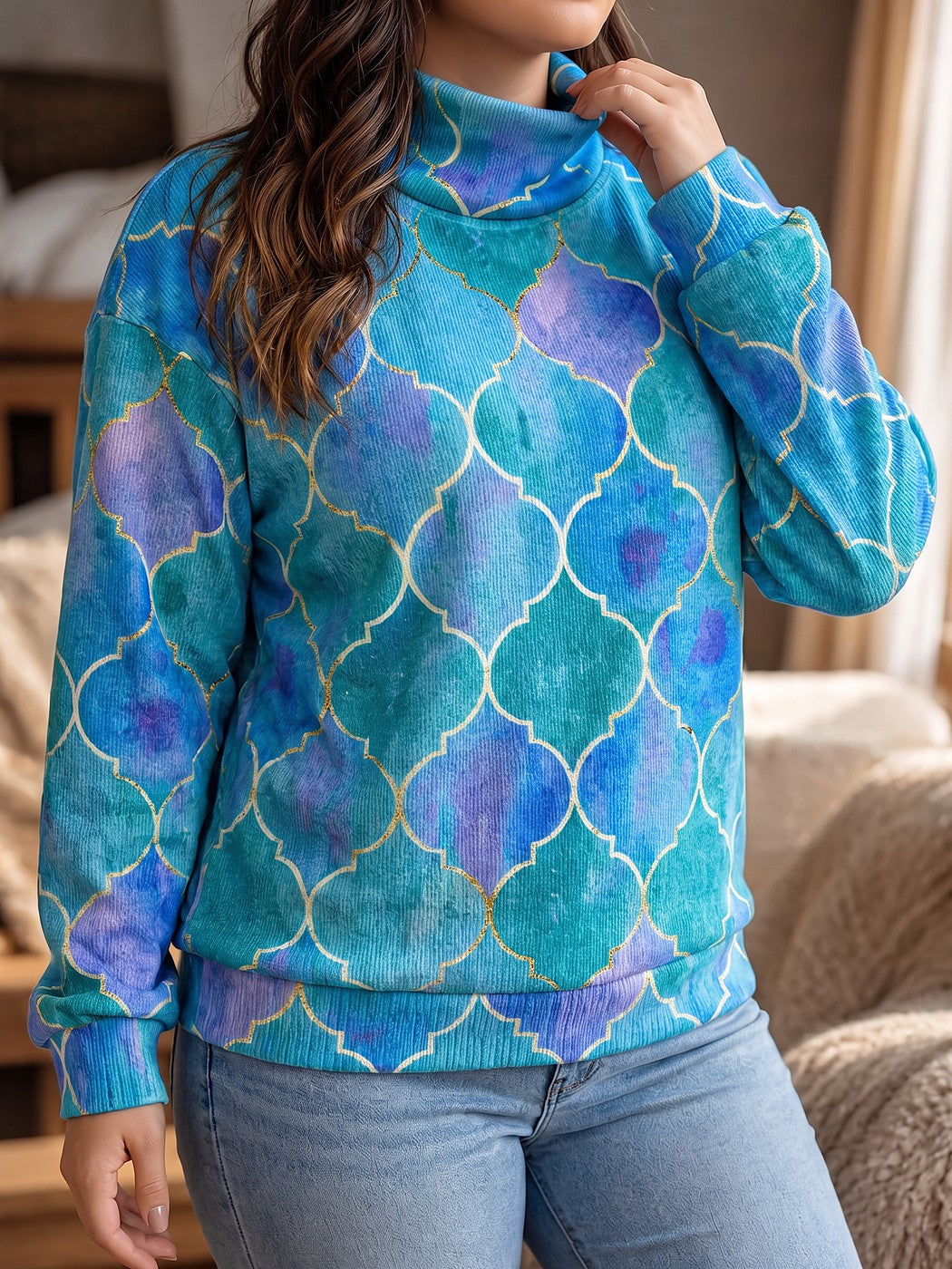 Women's Ribbed Turtleneck Sweater Long Sleeve