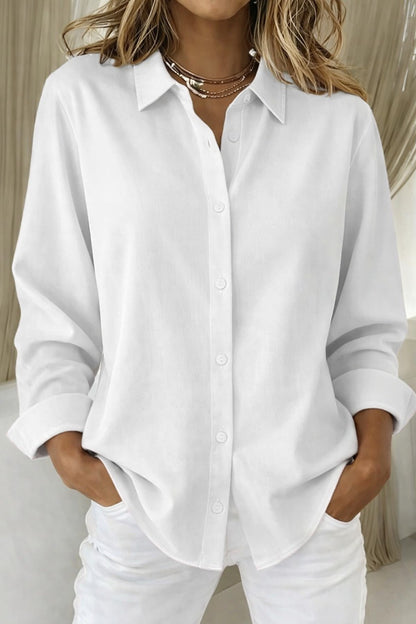 Women's Button Down Shirt Curved Hem
