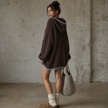 Women's Chunky Knit Hooded Sweater Dress