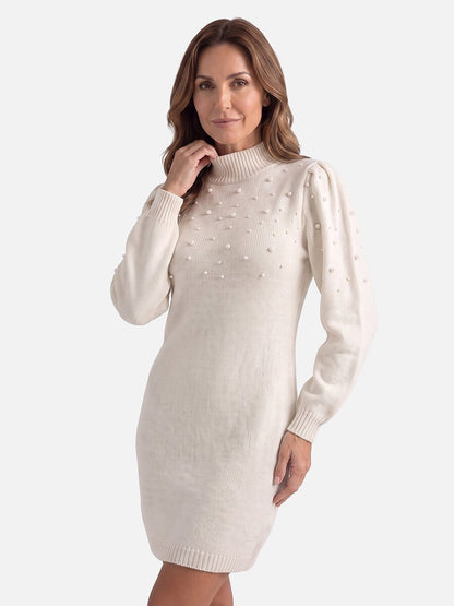 Women's Pearl Knit Dress with Long Sleeves