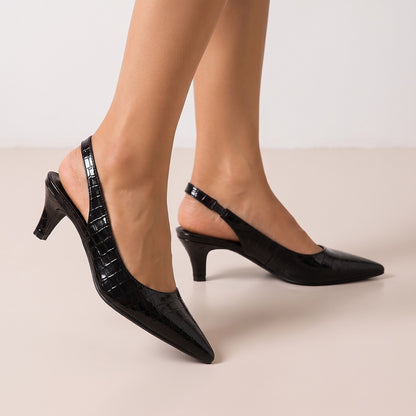 Women's Lower Heel Croc Pointed Slingback Pumps