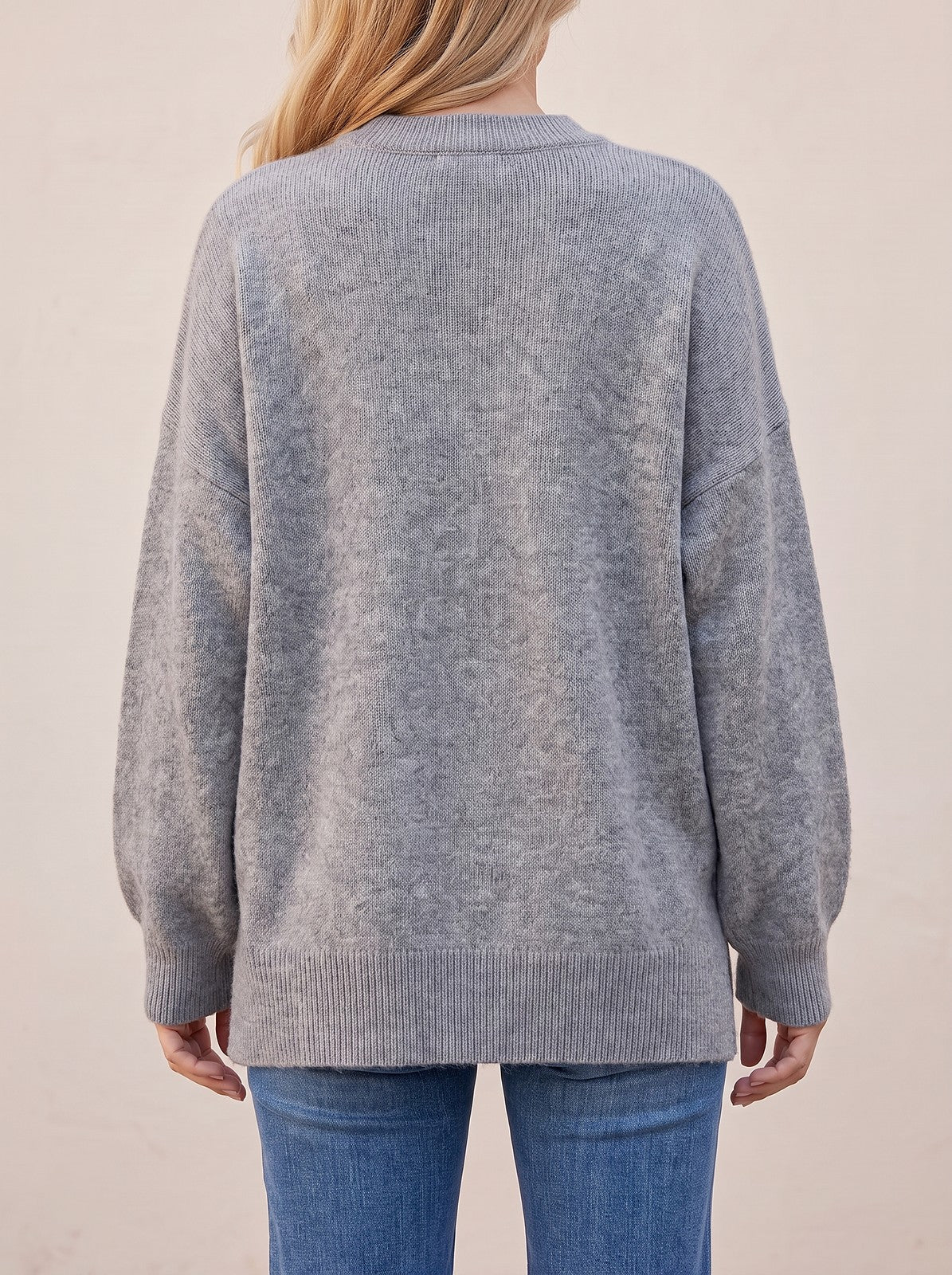 Women's Oversized Balloon Sleeve Crew Neck Sweater