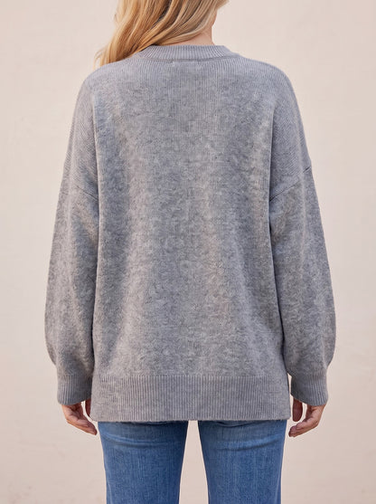 Women's Oversized Balloon Sleeve Crew Neck Sweater