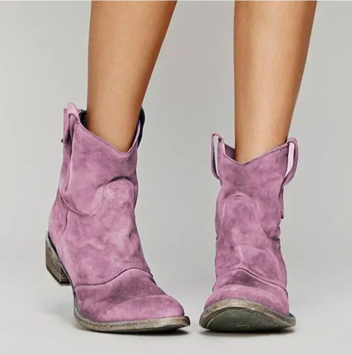 Women's Low Heel Cowboy Ankle Boots