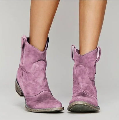 Women's Low Heel Cowboy Ankle Boots