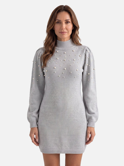 Women's Pearl Knit Dress with Long Sleeves