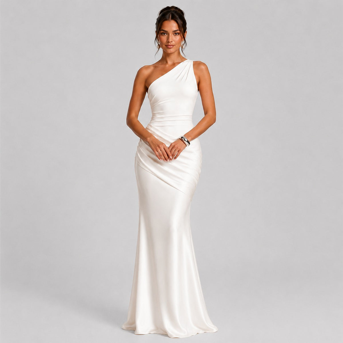 Women's Ruched One Shoulder Maxi Dress