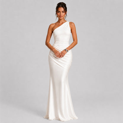 Women's Ruched One Shoulder Maxi Dress