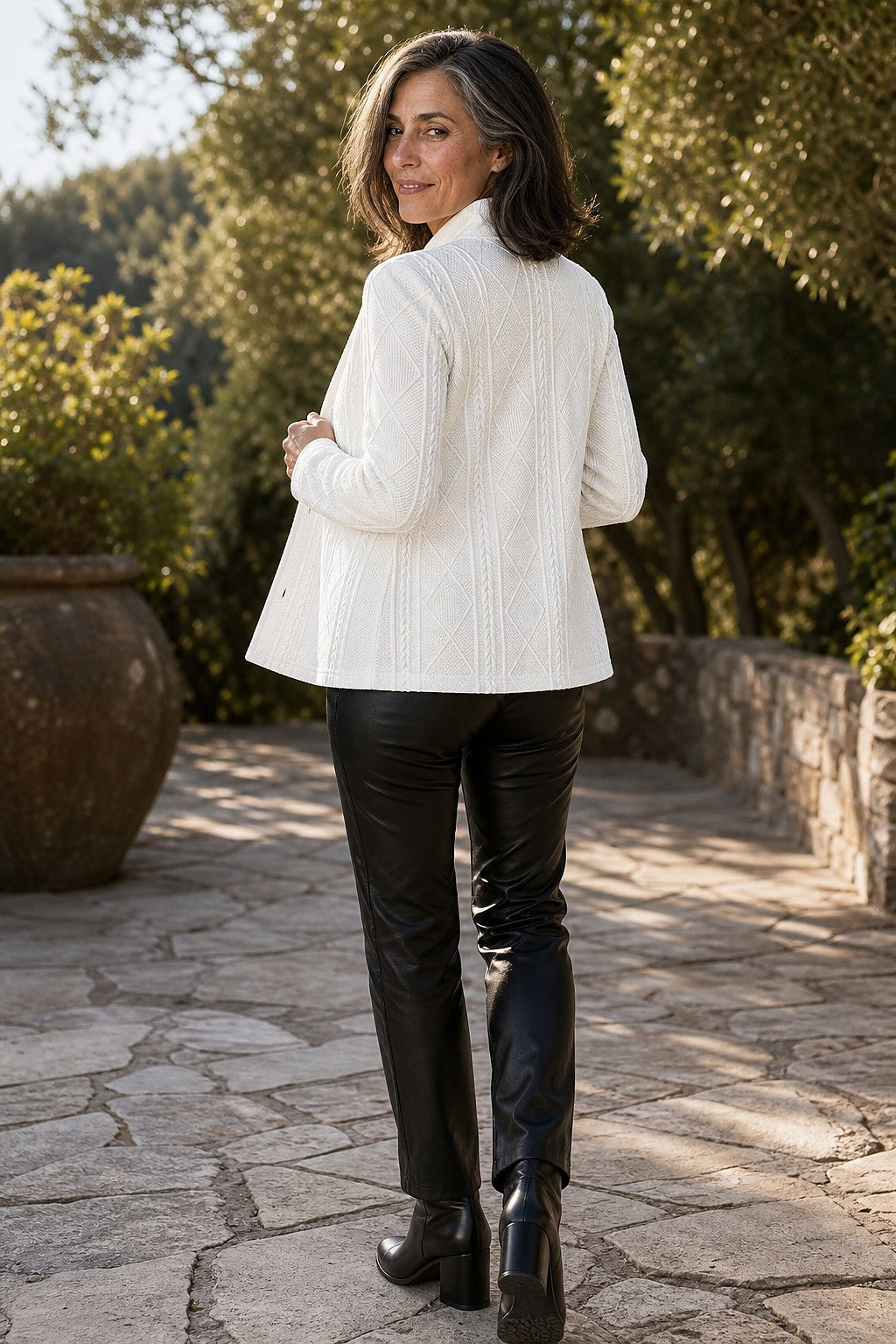 Women's Textured Knit Blazer with Stand Collar