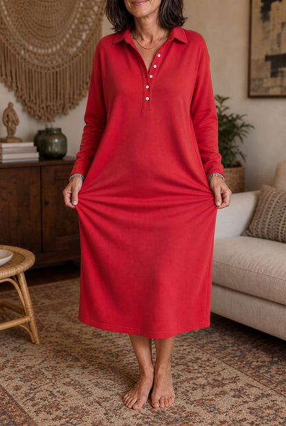 Women's Collared Knit Midi Dress