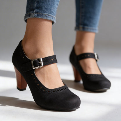 Women's Round Toe Faux Suede Mary Janes