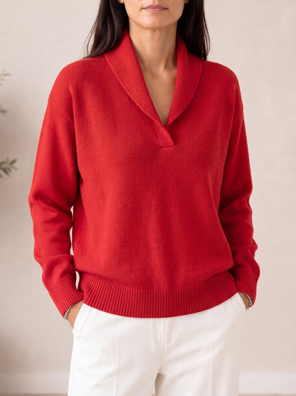 Women's Soft Knit Shawl Collar Pullover