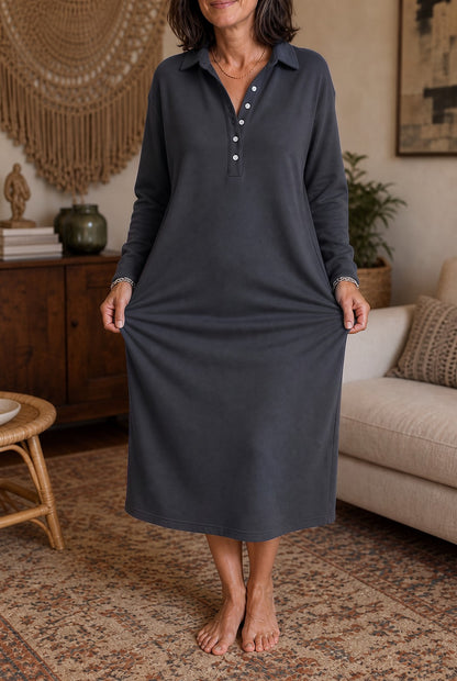 Women's Collared Knit Midi Dress