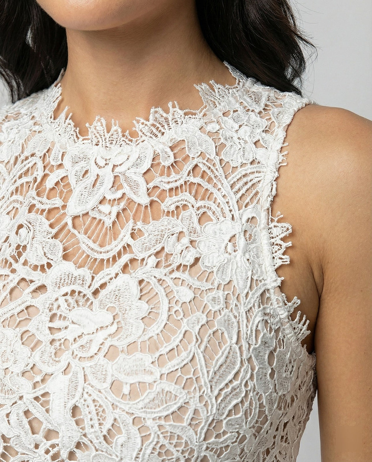 Women's Lace Top Chiffon Skirt Maxi Dress