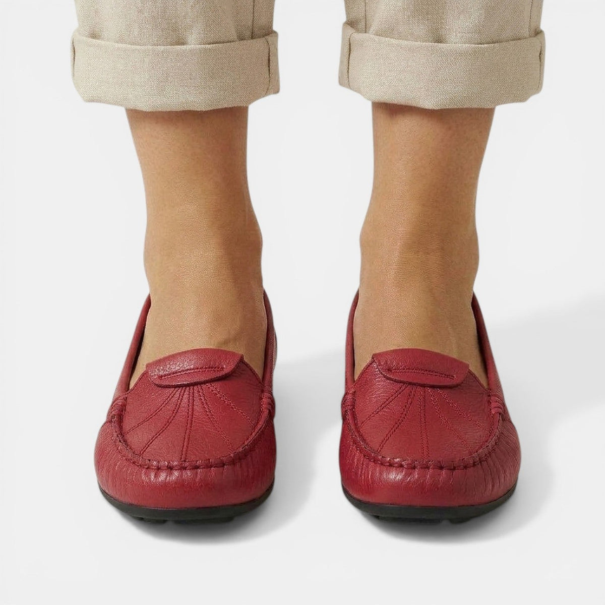 Women's Rubber Sole Loafers Moccasin Toe