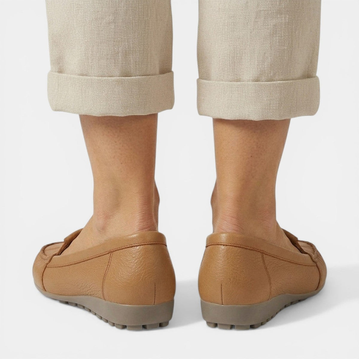 Women's Rubber Sole Loafers Moccasin Toe
