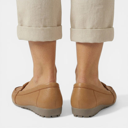 Women's Rubber Sole Loafers Moccasin Toe