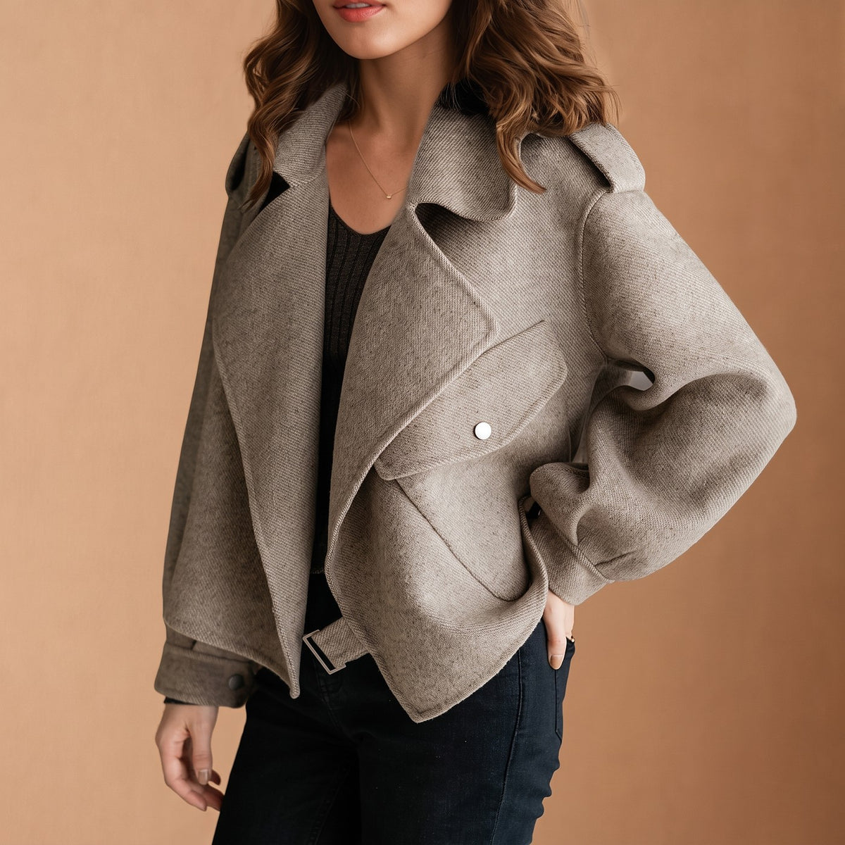 Women's Short Lapel Jacket Relaxed Fit