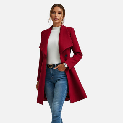 Women's Tailored Lapel Coat with Buttons
