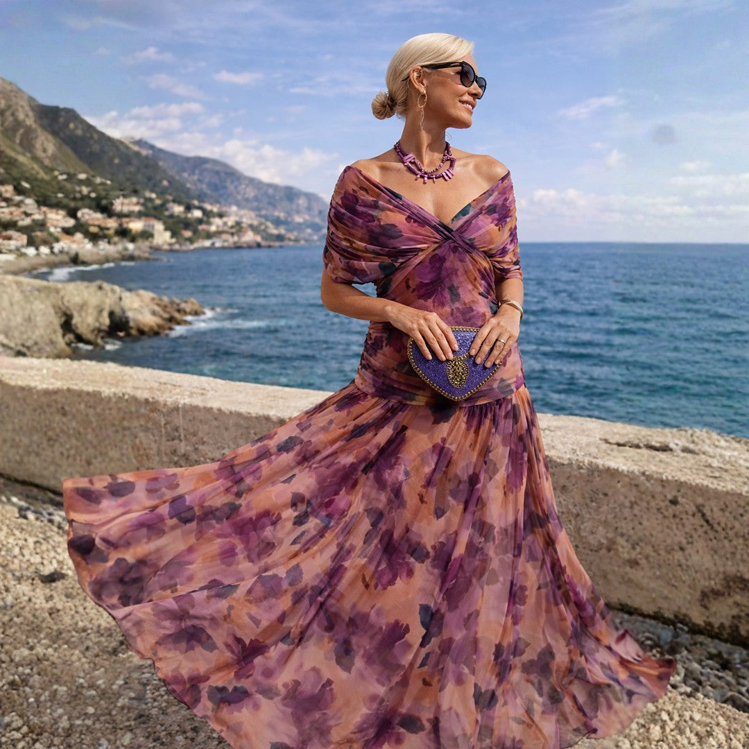 Women's Wedding Guest Off Shoulder Maxi Dress