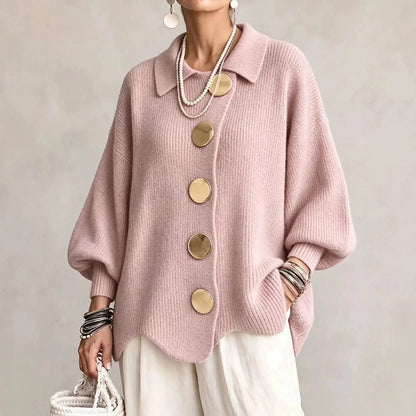 Women's Chunky Grandpa Cardigan with Collar