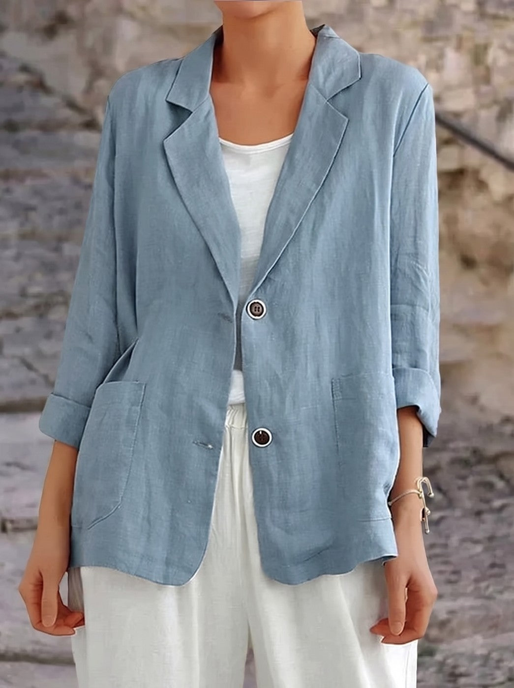 Women's Casual Blazer Two Button Notched Lapel