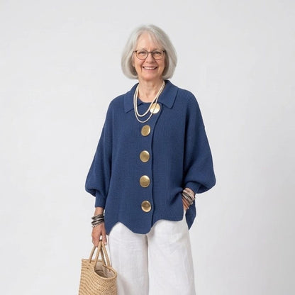 Women's Chunky Grandpa Cardigan with Collar