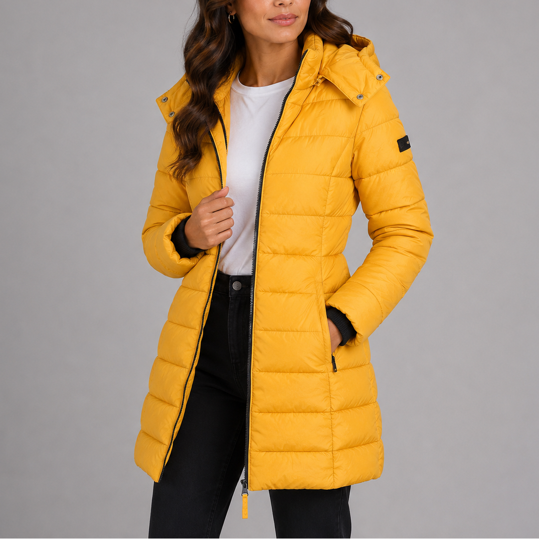 Women's Long Puffer Jacket with Hood